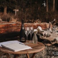 Gibsons Vintage Elopement on the beach at sunset with Mia and Ben