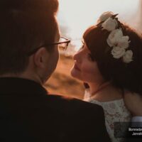 Gibsons Vintage Elopement on the beach at sunset with Mia and Ben