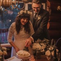 Gibsons Vintage Elopement on the beach at sunset with Mia and Ben