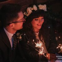 Gibsons Vintage Elopement on the beach at sunset with Mia and Ben