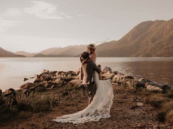 Sunset elopement featured on West Coast Weddings Blog