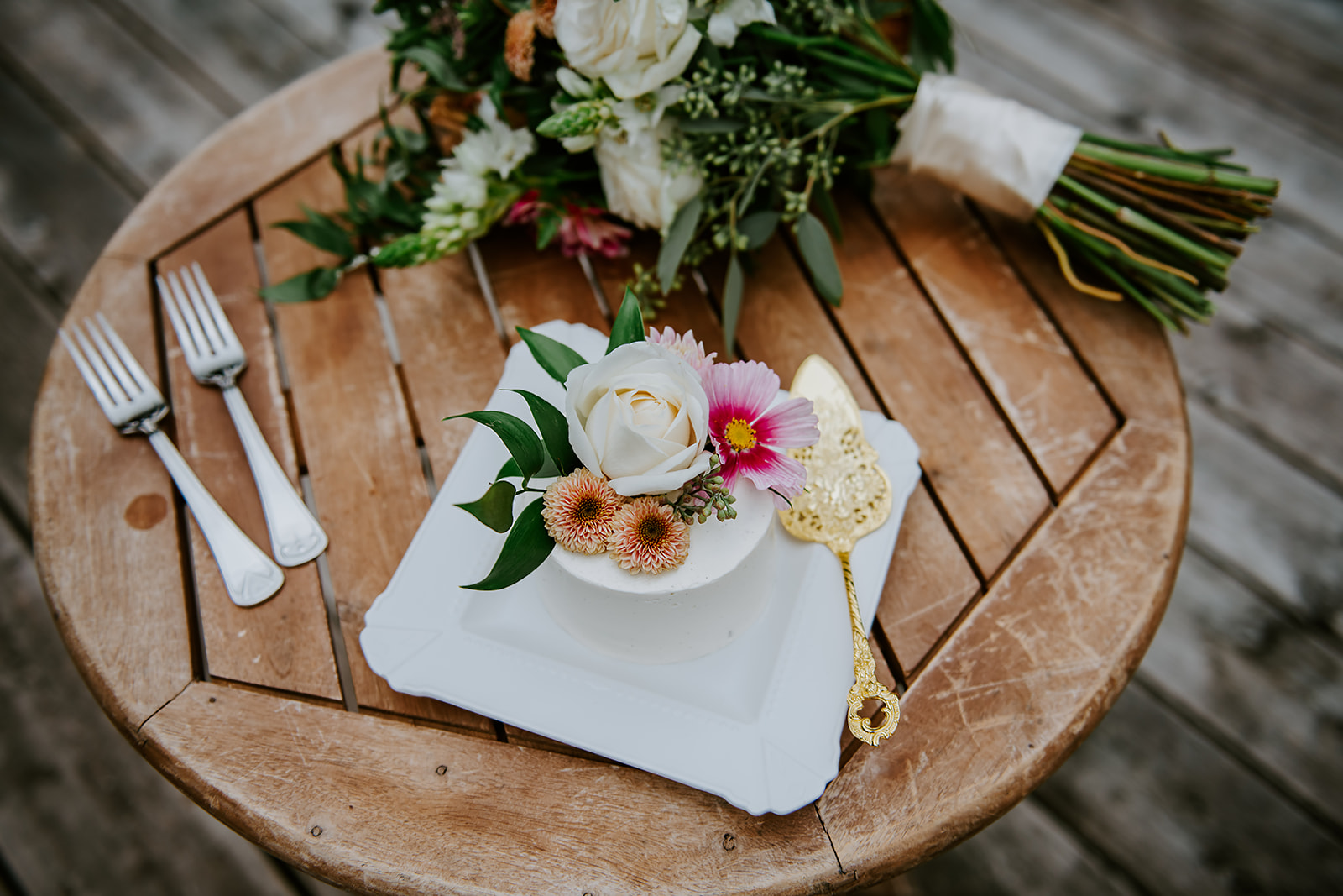 Wedding cake for an adventure elopement