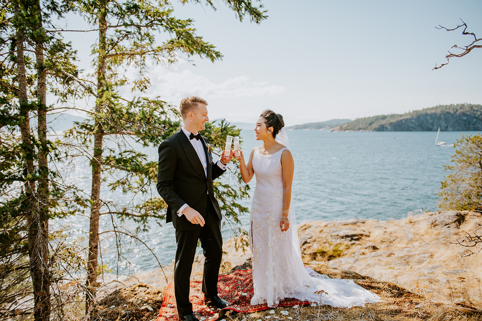 Champagne toast at West Coast wedding ceremony