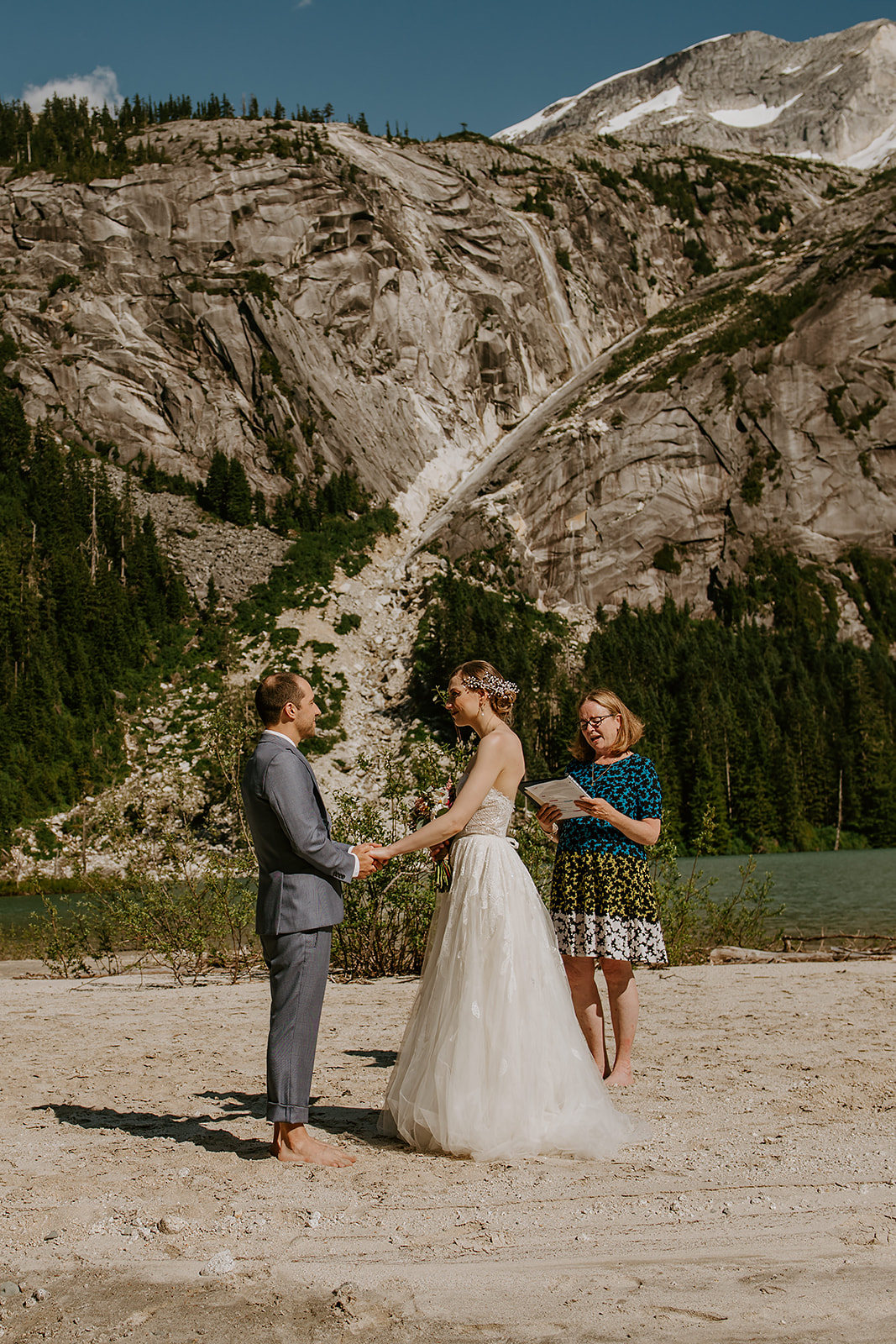 Glacier lake wedding ceremony