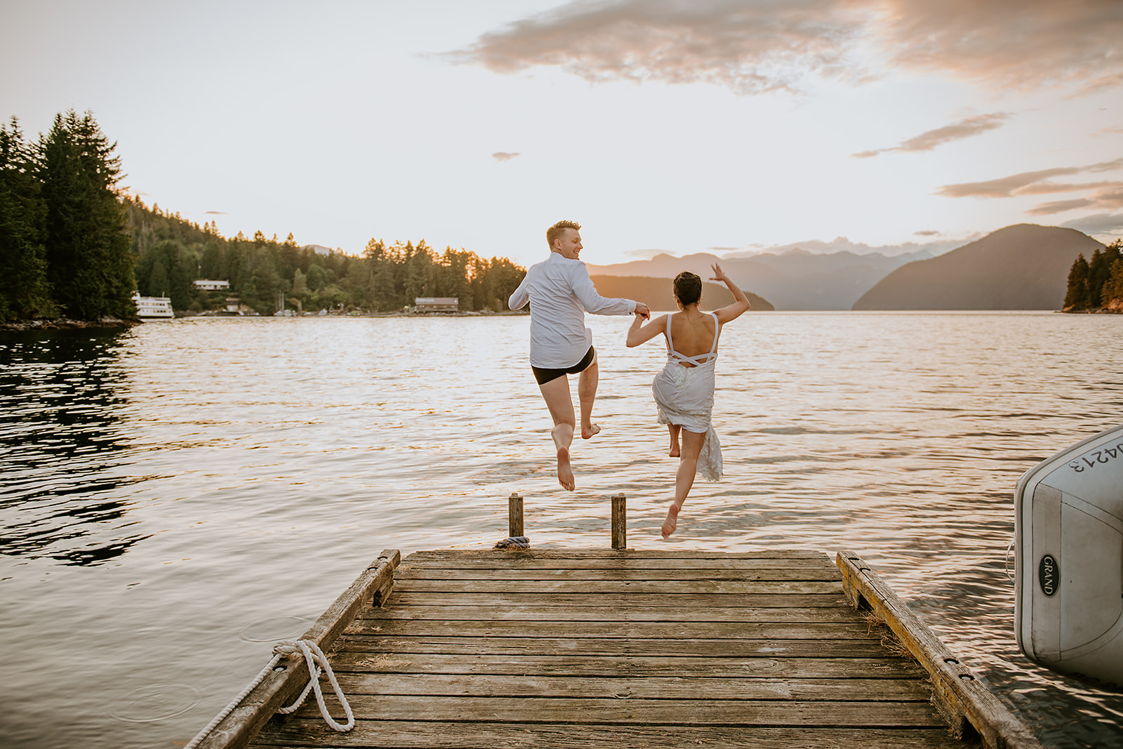 Pender Harbour Wedding Couple Swimming