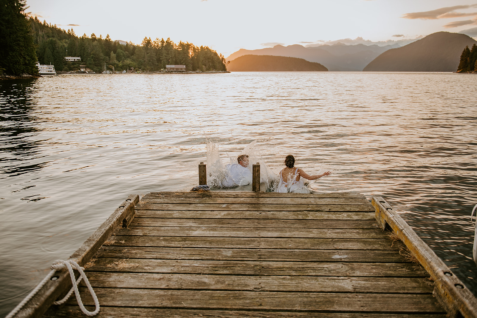 Pender Harbour Wedding Couple Swimming