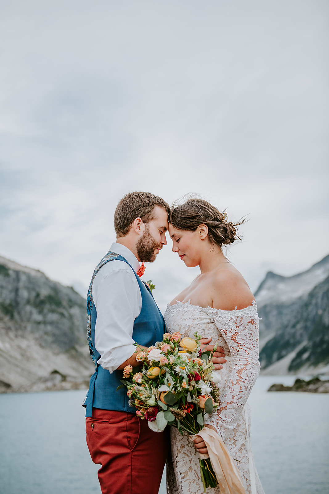 Adventure Elopement Couple At Glacial Lake