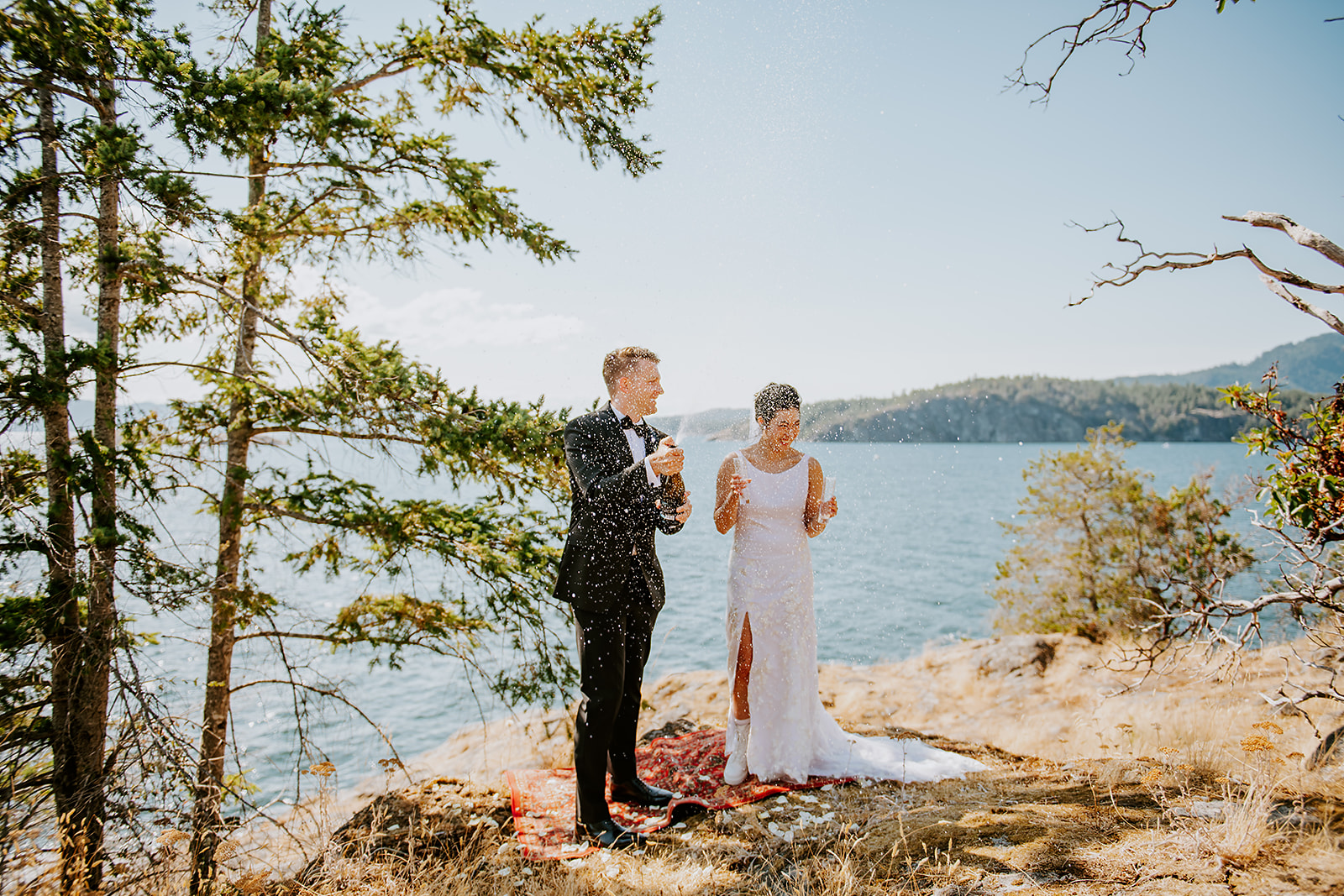 Champagne toast at West Coast wedding ceremony