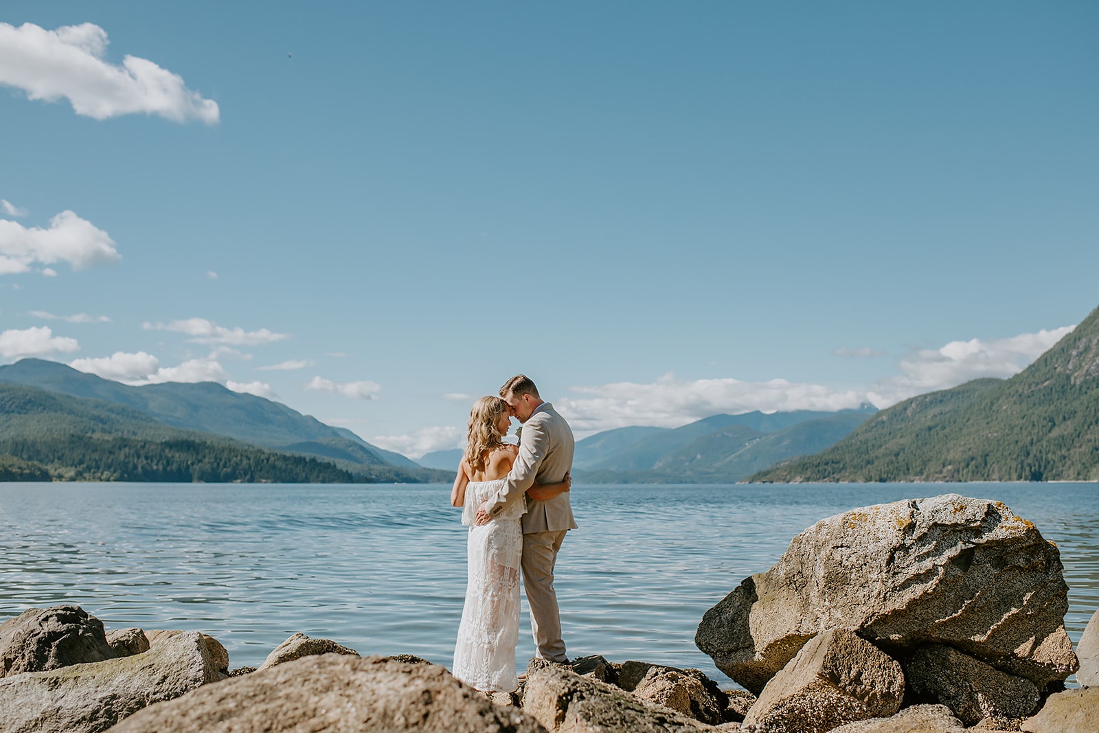 Bride & groom at beach wedding