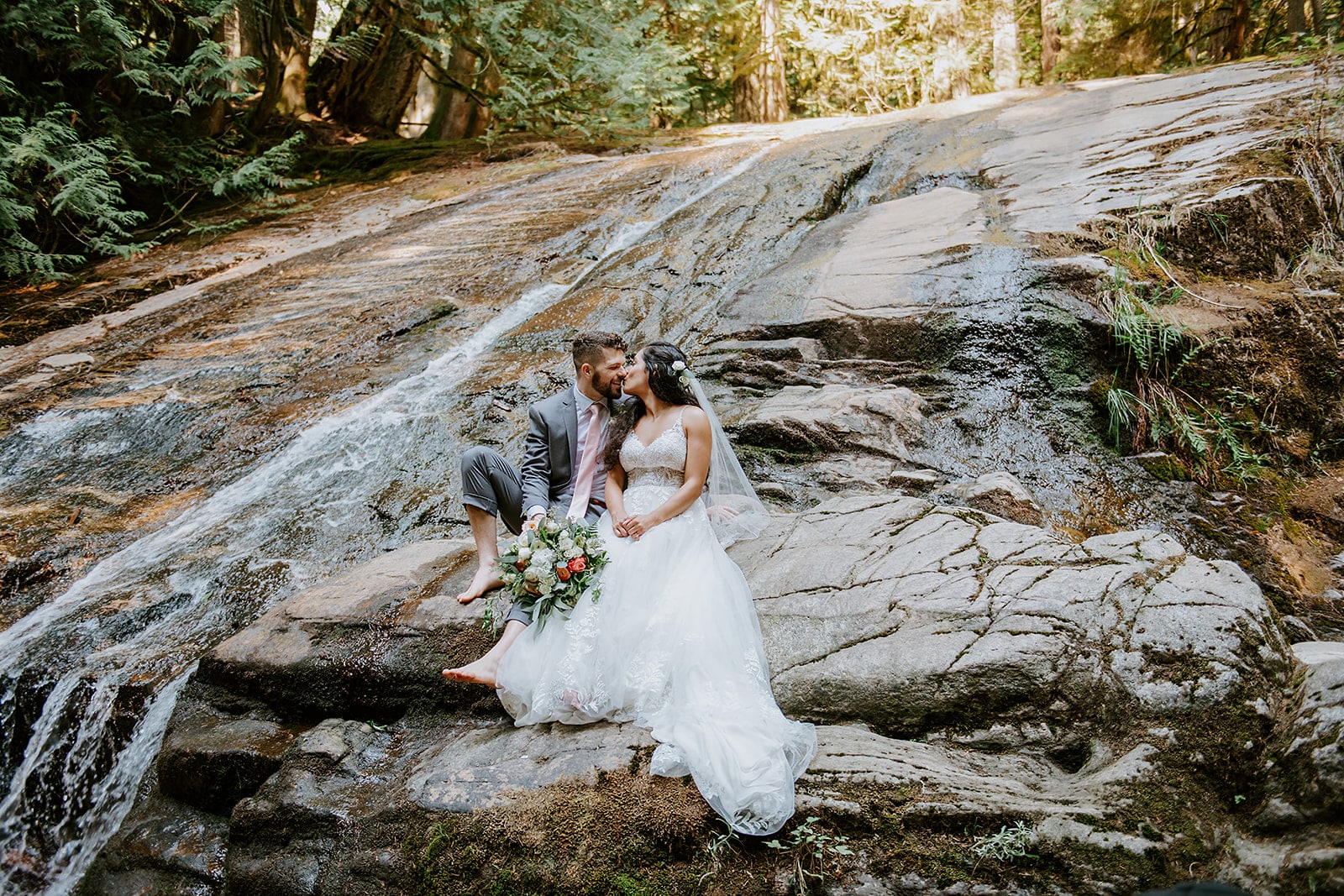 Waterfall wedding at Cliff Gilker Park