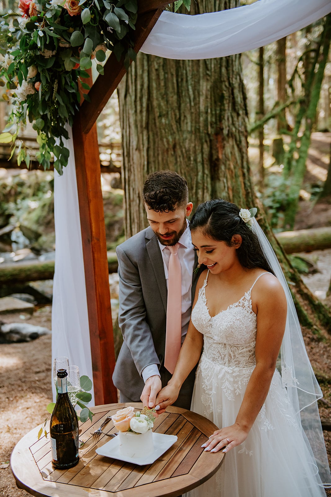Forest wedding ceremony at Cliff Gilker Park
